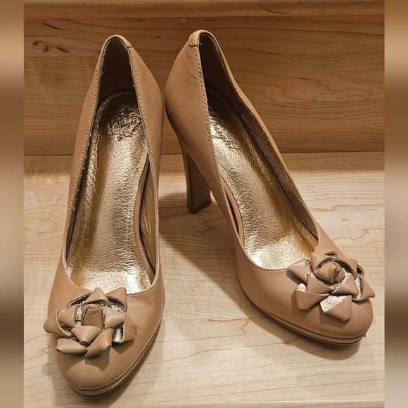 Miss Albright Specialty Anthropology Nude Natural Leather  Heels 7.5 EUC - Picture 12 of 12